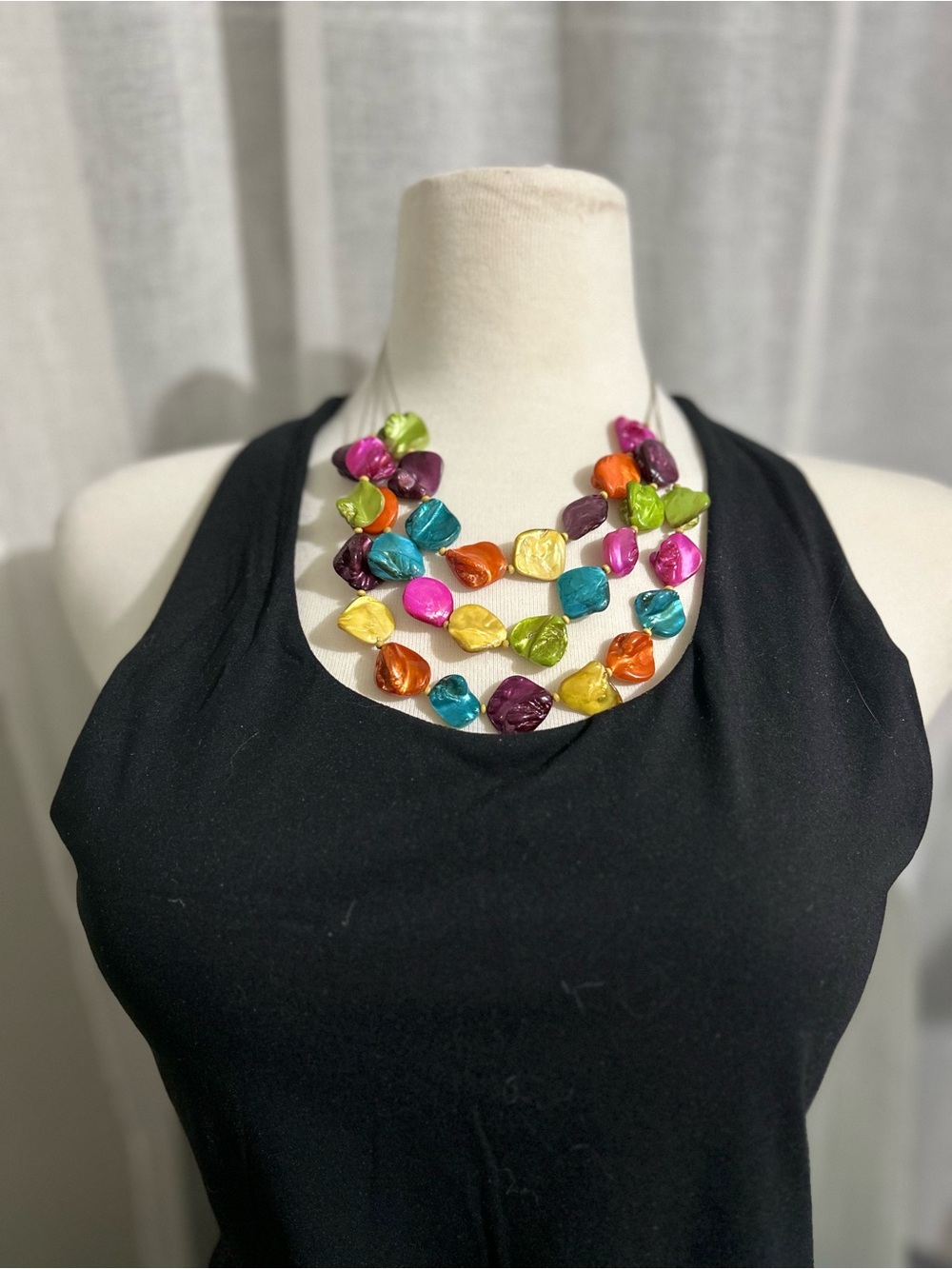 Women's Multicolor Beaded Statement Necklace - Bright Color Mix